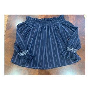 Navy off shoulder mid-sleeve/ long sleeve top